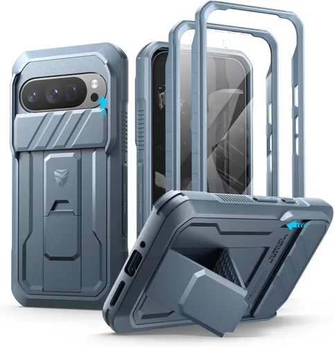 Vista 14 de Dexnor Funda para Google Pixel 9 Pro XL con cubierta deslizante para cámara y protector de pantalla integrado y soporte de alta resistencia, funda