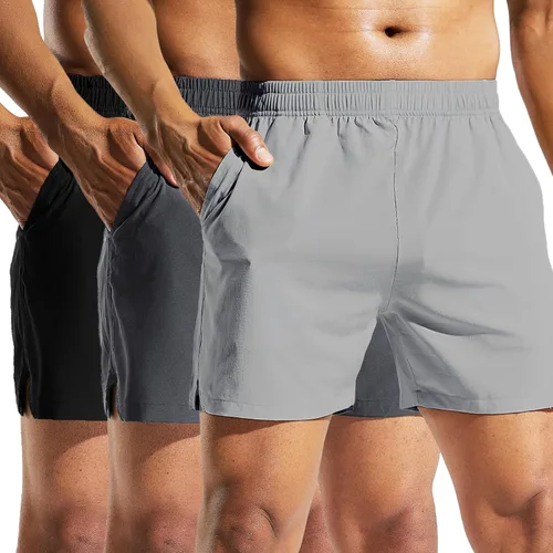 Vista 7 de MIER Paquete de 3 pantalones cortos deportivos para correr de 5 pulgadas, de secado rápido, ligeros, para gimnasio, entrenamiento, deportes