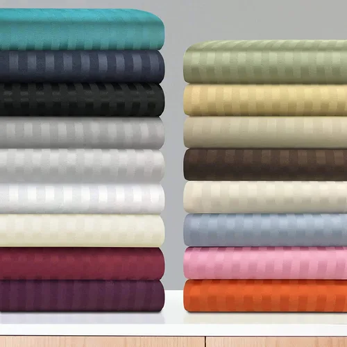 Vista 2 de Top Split Queen Sheets-Black Stripe-800 TC 100% algodón egipcio, juego de sábanas de cabeza dividida superior para camas ajustables, sábana bajera