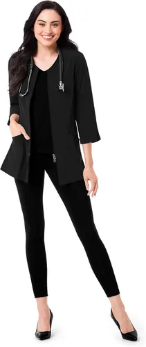 Vista 5 de Maevn Chaqueta de laboratorio médico de manga 3/4 para mujer inteligente Negro