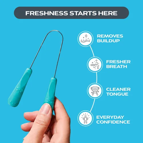 Vista 2 de drTung's Raspador de lengua de acero inoxidable para adultos y niños, raspador de lengua de metal y limpiador, refresca el aliento, cuidado