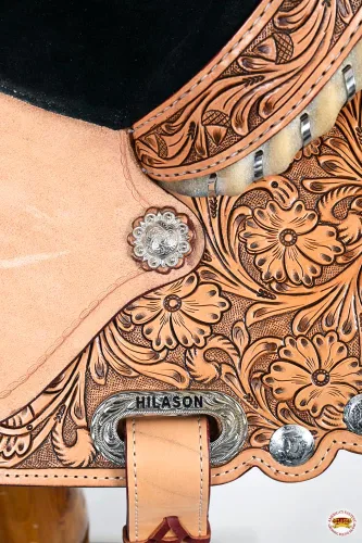 Vista 7 de HILASON Flex Tree Western Horse Sillín American Leather Trail Barrel Sillín de Cuero Sillín Western Sillín para caballos Sillín Caballo