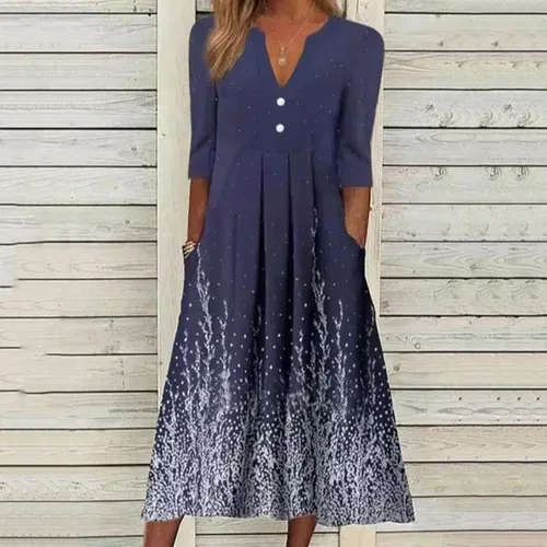Vista 2 de UODSVP Ropa de otoño para mujer, estilo casual, de moda, con cuello en V, manga media, con botones, sueltos