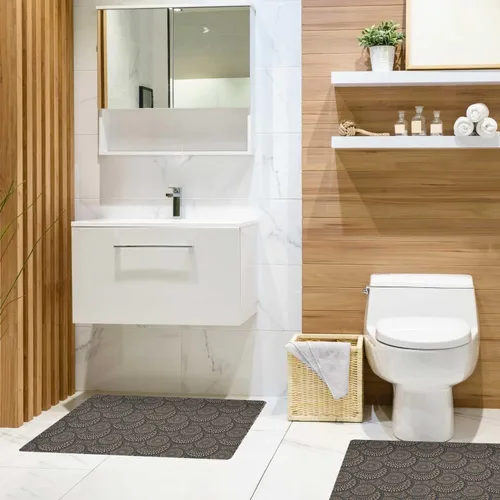 Vista 8 de Alfombra de baño de microfibra de 20 x 16 pulgadas, diseño de capuchino de color deslizante, 1 S