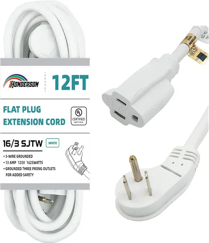 Vista 35 de Cable de extensión de enchufe plano para interiores, certificación UL, calibre 14, 3 pies, negro, 3 clavijas, resistente, cable de alimentación SJTW