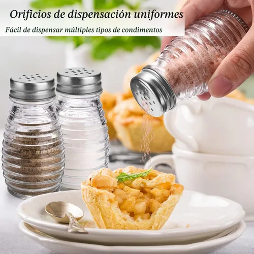 Vista 3 de Juego de salero y pimentero de cristal, juego de salero ovalado