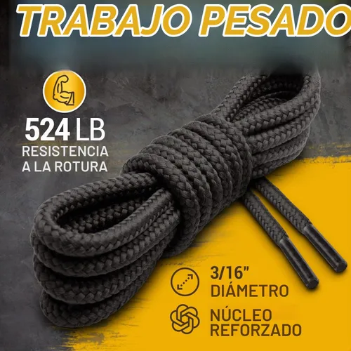 Vista 5 de Agujetas redondas para botas Miscly [1 par], cordones resistentes y duraderos para botas, botas de trabajo y botas de senderismo Negro