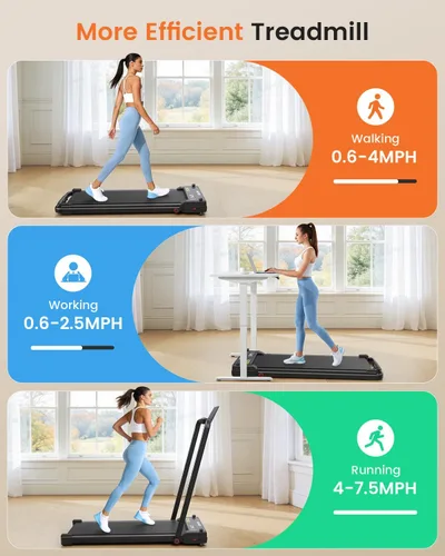 Vista 6 de FUNMILY Almohadilla para caminar y correr con inclinación, cintas de correr plegables para oficina en casa, almohadilla portátil para caminar