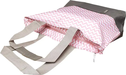 Vista 7 de Bolsa de fin de semana con estampado de cheurón XL con asas de malla y bolsillo exterior con cremallera