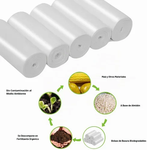 Vista 2 de Bolsas de basura biodegradables y compostables de 13 a 15 galones, bolsas de basura altas sin perfume para cocina, patio, césped, oficina