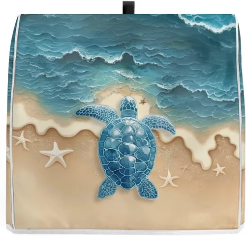 Vista 3 de Talayituse Beach Turtle Starfish Print Stand Mixer Cover for 4.5-5 Quarts Kitchen Aid, Washable Mixer Dust Cover with Handle and Pocket Kitchen