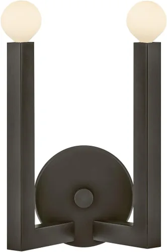 Vista 5 de Hinkley Ezra 45042BX - Aplique de pared con dos luces, forma única, brazos cuadrados fuertes, óxido negro