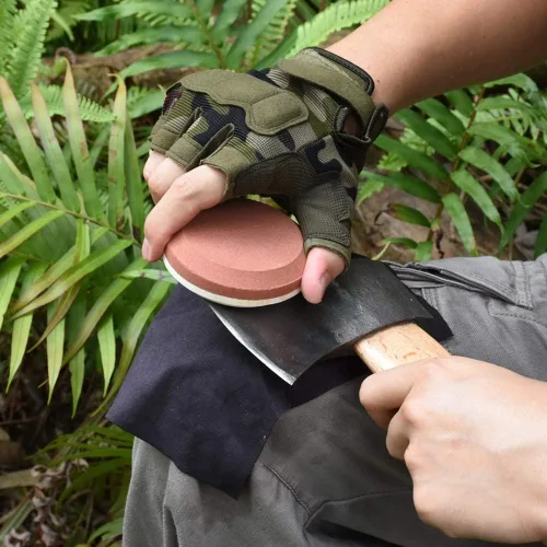 Vista 3 de Paquete de 2 artículos – Disco de afilado multiusos de grano doble con funda – Cuchillo de hacha de hacha Herramientas para machete
