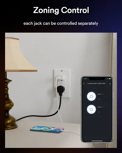 Vista 4 de iLintek - Enchufe eléctrico estándar inteligente, enchufe de pared inteligente que funciona con Alexa y Google Home, certificado ETL y FCC, WiFi
