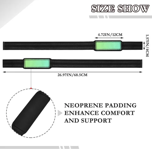Vista 3 de Green Gradient Weightlifting Wrist Wraps 26" Neoprene Padded Deadlift Strap for Weightlifting, Bodybuilding, Powerlifting & Deadlift