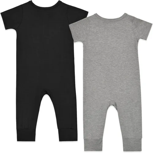 Vista 2 de Aablexema Pijama de rayón de bambú de manga corta para bebé Negro & gris