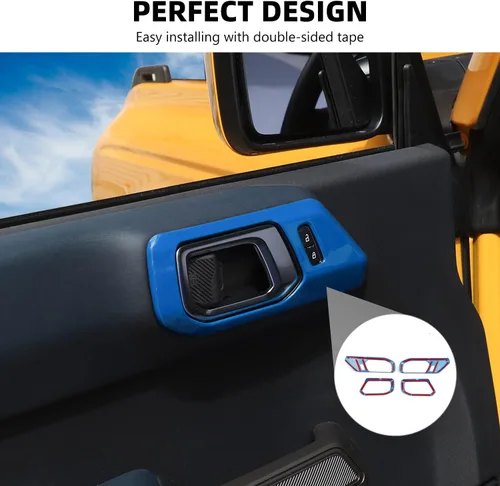 Vista 5 de RAZPOY Recubrimiento para Manija Interior de Puerta Compatible con Ford Bronco 2021-2025 Accesorios de Interior, Azul