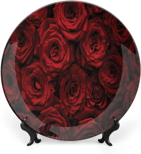 Vista 8 de XISUNYA Plato decorativo de 6 pulgadas, artesanía de cerámica del desierto, Oasis idílico Awbari Sand Sea Sahara Libia Pond Print Ornament Plate