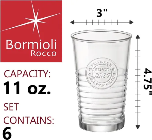 Vista 3 de Bormioli Rocco Officina 1825 - Vaso de agua, 11 onzas, juego de 6, 10.25 onzas, transparente