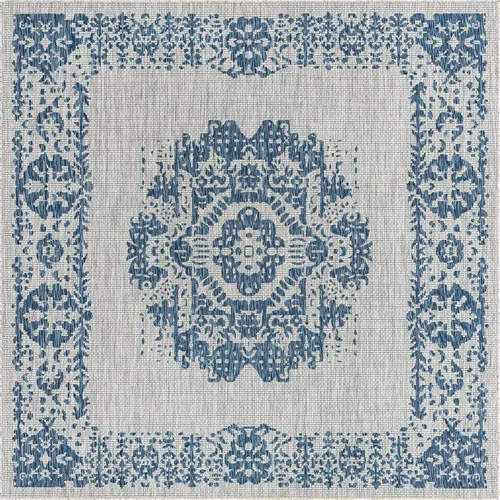 Vista 36 de Unique Loom Alfombra de la colección tradicional para exteriores, desgastada durante el tiempo (octágono de 5 pies y 3 pulgadas, azul/gris)