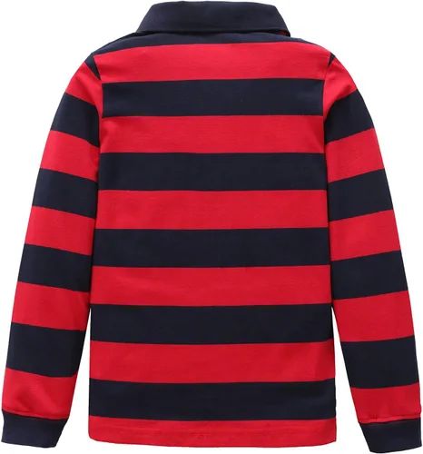 Vista 2 de Camisas de manga larga, de algodón, con diseño de rayas color arcoíris, para niño