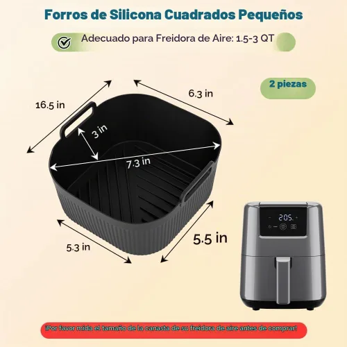 Vista 2 de BYKITCHEN Forros pequeños de silicona para freidora de aire de 1.5 a 3 cuartos de galón, mini forro de silicona reutilizable de 5.5 pulgadas
