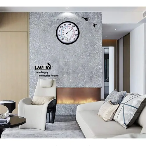 Vista 5 de Termómetro para interiores y exteriores, termómetro de pared grande-higrómetro, impermeable, no requiere batería (negro)