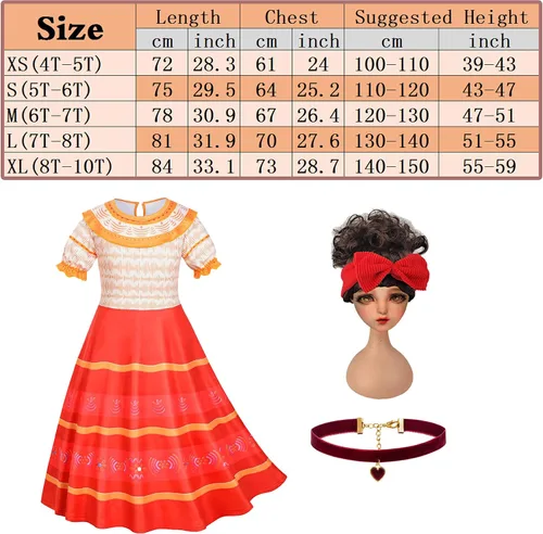 Vista 2 de Dolores Costume for Girls Cosplay Outfit Princess Dress with Wig Necklace Bow Headband for Halloween