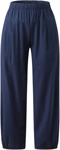 Vista 3 de Womens Capri Yoga Pants Wide Leg Loose Comfy Lounge Cropped Capris with Pockets