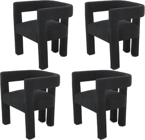 Vista 7 de Juego de 4 Sillas de Comedor Modernas, Sillas Barrel para Sala de Estar, Sillón de Tela, Silla Barrel Tapizada para Sala de Estar Cocina Recepción