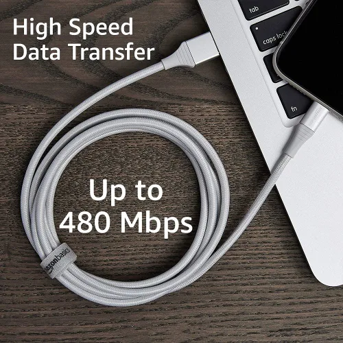 Vista 7 de Amazon Basics - Cable Lightning de nailon trenzado doble a USB, colección avanzada, cargador para iPhone certificado MFi