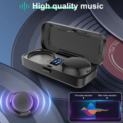 Vista 4 de Auriculares Bluetooth para motocicleta con estuche de carga, altavoz Bluetooth para casco con micrófonos y control remoto, batería de 1900 mAh, 50