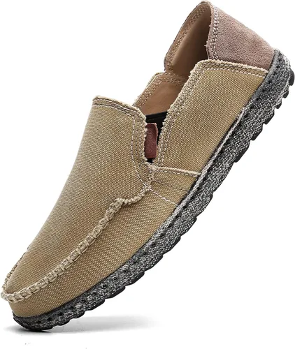 Vista 4 de Zapatos de lona sin cordones, antideslizantes, informales, planos, para exteriores, mocasines casuales para hombre de JAMONWU