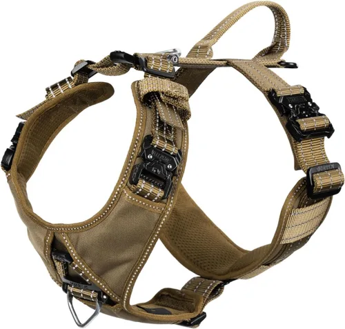 Vista 11 de ICEFANG Arnés de correa para perro con accesorios de metal, para perro de tamaño pequeño, chaleco K9, acolchado suave en forma de Y, arnés ajustable