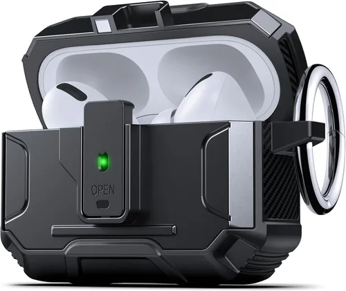 Vista 43 de DASFOND - Funda de armadura para AirPods de 2ª y 1ª generación, carcasa de cuerpo completo de grado militar a prueba de golpes, soporte de carga