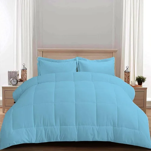 Vista 3 de Edredón 100% algodón egipcio de 500 GSM, súper suave, relleno alternativo de plumón con 2 fundas de almohada, colección de insertos para clima frío