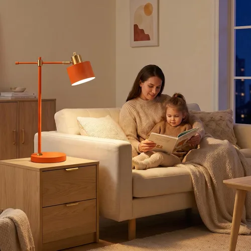 Vista 7 de OYEARS Lámpara de escritorio moderna de 22.2 pulgadas, lámpara de mesa de metal con bombilla LED, lámparas de lectura ajustables para sala de estar