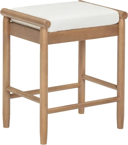 Vista 6 de Nathan James Kirsten - Taburete escandinavo de madera sin espalda, taburete de bar Boucle con patas cónicas de madera maciza, color marrón claro