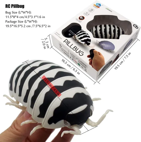 Vista 6 de Tipmant Gusano de control remoto RC Bug realista Pillbug electrónico juguete de broma animal insecto vehículo vehículo niños regalos de cumpleaños