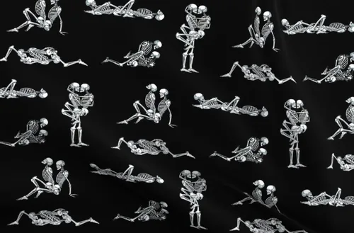 Vista 4 de Spoonflower Tela esqueleto Halloween Bone Love on Petal Signature Cotton
