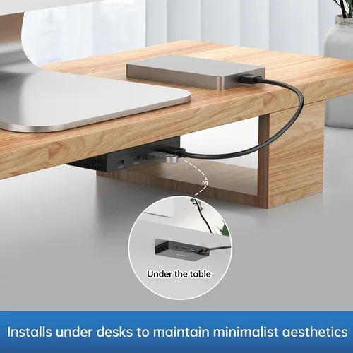 Vista 5 de EJAY Concentrador magnético USB-C de 10 Gbps, concentrador de escritorio USB 3.2 Gen2 de 4 puertos con cable extra largo de 47 pulgadas, divisor USB