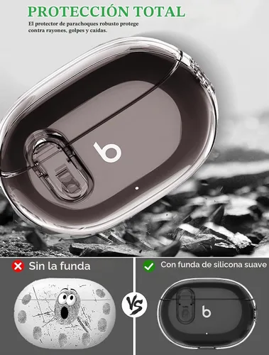 Vista 4 de Olytop para Beats Studio Buds/Buds + Funda Transparente con Cerradura 2021/2023, Funda Protectora de TPU Suave Transparente con Kit de Limpieza