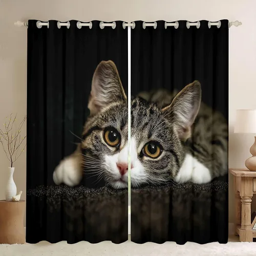 Vista 9 de Cortinas de ventana para el día de San Valentín para dormitorio, sala de estar, estampado 3D, cortinas florales de rosas azules para niños y niñas