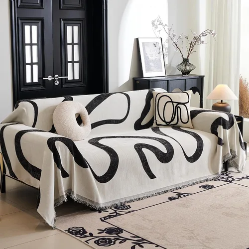 Vista 28 de MYSKY HOME - Funda extragrande para sillón de 1 cojín, lavable, protector de sofá con borlas, para mascotas y niños, 71 x 91 pulgadas, color beige