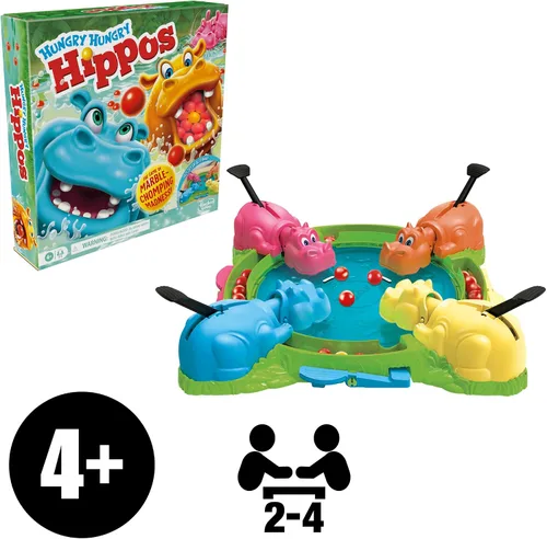 Vista 13 de Hasbro Gaming Juego de hipopótamos hambrientos hambrientos para preescolares Relanzamiento instantáneo de mármol, fácil instalación