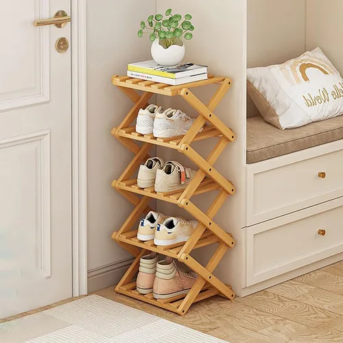 Vista 16 de Zapatero Pequeño, Organizador de Zapatos Plegable Portátil de 3 Niveles, Sin Instalación, Mini Zapatero Independiente para Acampar, Pasillos