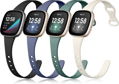 Vista 10 de Getino Compatible con Fitbit Versa 3/Versa 4 Bandas/Sense/Sense 2 Bandas para Mujer y Hombre, Accesorios de Banda Deportiva Fina y Duradera, Pequeña