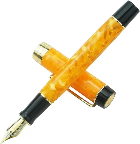 Vista 20 de Jinhao 100 - Pluma estilográfica de estilo clásico en celuloide, instrumento de escritura suave con punta #6, juego de pluma con convertidor
