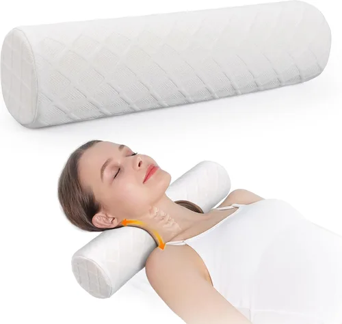 Vista 17 de Cozyhealth Almohada cervical pequeña de 3.1 pulgadas de alto, almohada cilíndrica de espuma viscoelástica suave media para dormir, soporte de cuello