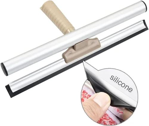 Vista 6 de Escobilla multiusos de ventana de 12 pulgadas con poste de aluminio ajustable de 6.7 a 49.4 pulgadas, limpiador de ventana de microfibra altamente